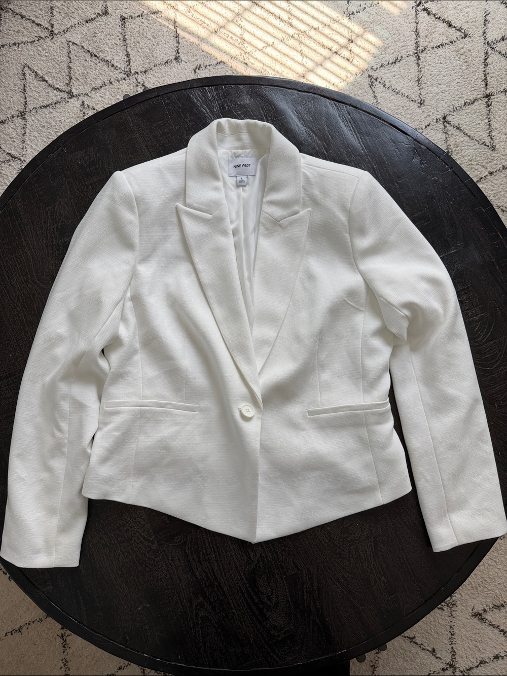 Nine West White Single-Button Tailored Blazer